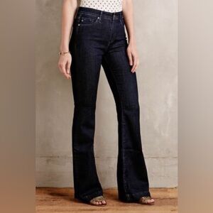 NWT AG Anthropologie High Rise Janis Flare Petite Jeans Tonal Society Wash 24P